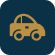A simple gold car icon is centered on a dark blue, rounded square background, representing Casillas Insurance’s trusted insurance services in Katy Tx.
