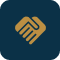A gold handshake icon on a dark blue rounded square background, symbolizing partnership or agreement—perfect for Casillas Insurance and their trusted insurance services in Katy, TX.
