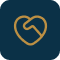 A gold outline of a heart formed by two hands shaking, set against a dark blue rounded square background, represents the trustworthy Insurance Services of Casillas Insurance in Katy, TX.